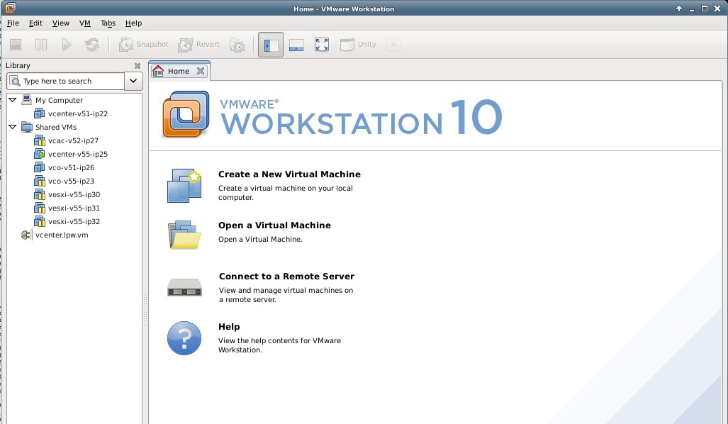 VMware workstation with icons
